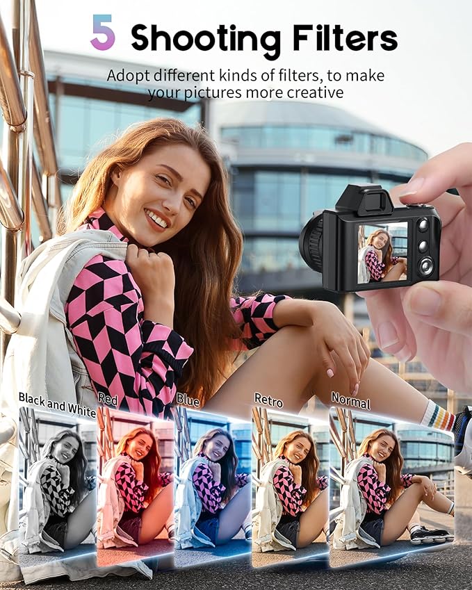 Mini Digital Camera, 1080P Portable Camera for Photography with 8GB SD Card, Key Card Clip Chain for Teenagers, Adult Beginners