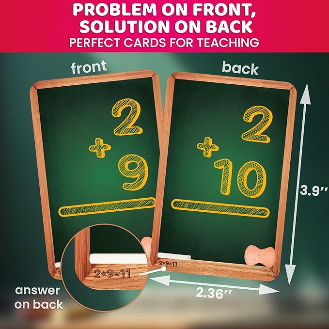 QUOKKA Math Flash Cards for Kids Ages 5-8 - Addition and Subtraction, Multiplication and Division Games for Kids 5-7 - 139 Double-Sided Flashcards for Studying - Large Bold Fonts - Flash Card Rings