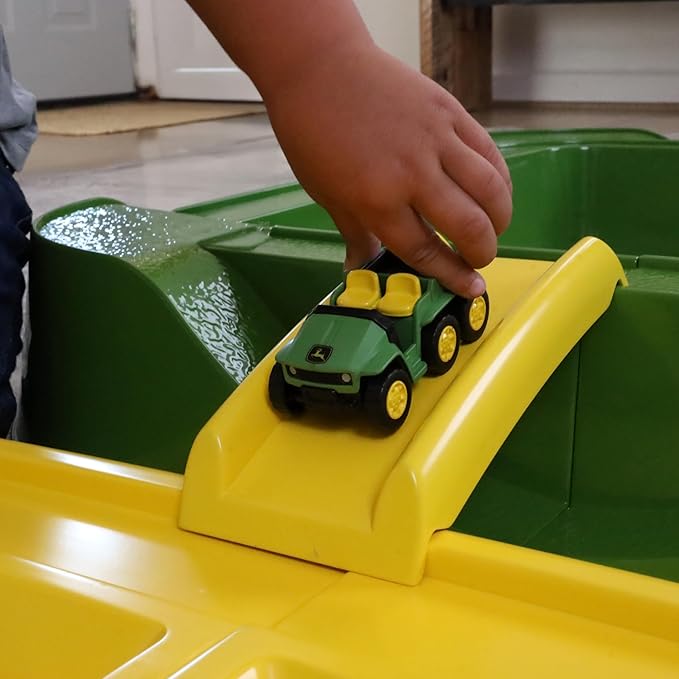 John Deere Sandbox Playset with Protective Cover, Includes 5 Realistic Trucks & Tractors, Perfect Outdoor Sand Toy for Kids, Imaginative Play & Active Backyard Fun