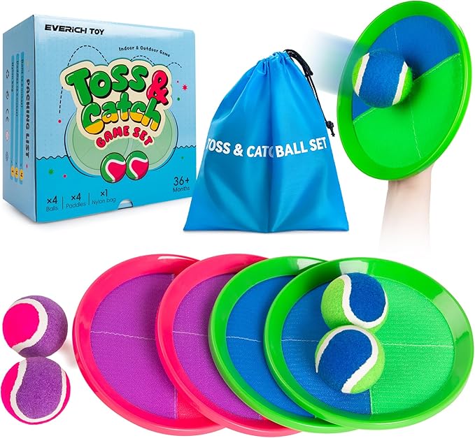EVERICH Upgraded Toss and Catch Ball Game Set, Outdoor Games for Kids Toys, Stocking Stuffers for Family Games, Beach Pool Yard Christmas Toys Birthday Gifts for Boys Girls 3 4 5 6 7 8-12 Years Old