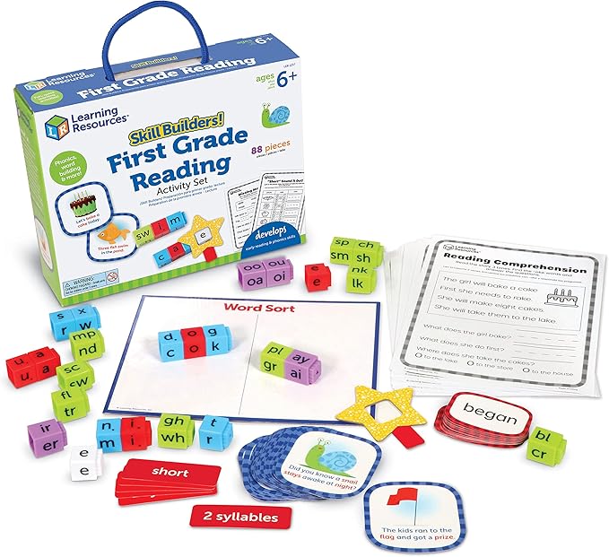 Learning Resources Skill Builders! 1st Grade Reading - 88 Pieces, Ages 6+ First Grade Learning Materials, Homeschool and Classroom Supplies, Reading Games for Kids