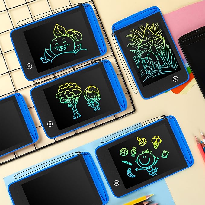 Zhehao 12 Pcs LCD Writing Tablet for Kids Colorful Drawing Doodle Board Drawing Tablet Erasable Reusable Electronic Draw Pad Gift for Boy Girl Xmas Educational Learning(6.5 Inch Screen,Blue)