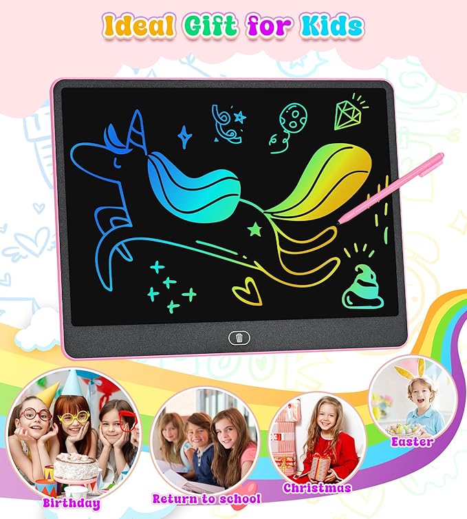 LCD Writing Tablet, 16 Inch Colorful Doodle Board Drawing Tablets for Kids, Toddler Educational Learning Toys for 3 4 5 6 7 8 Year Old Boys Girls Birthday Christmas Gift