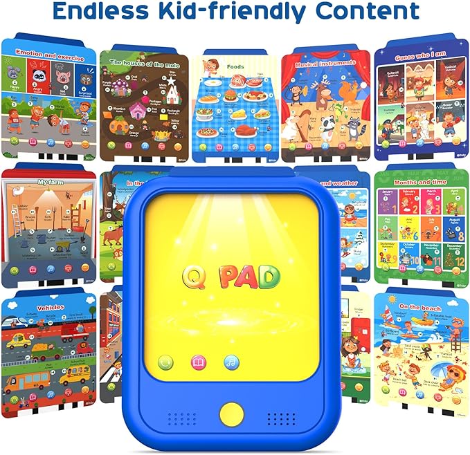 Kids Learning Tablet Educational Learning Pad for Toddlers 2-5 to Learn Alphabets, Numbers, Foods, Time, Music, Talking Cards for Toddlers，Learning Educational Toy Kids Gifts