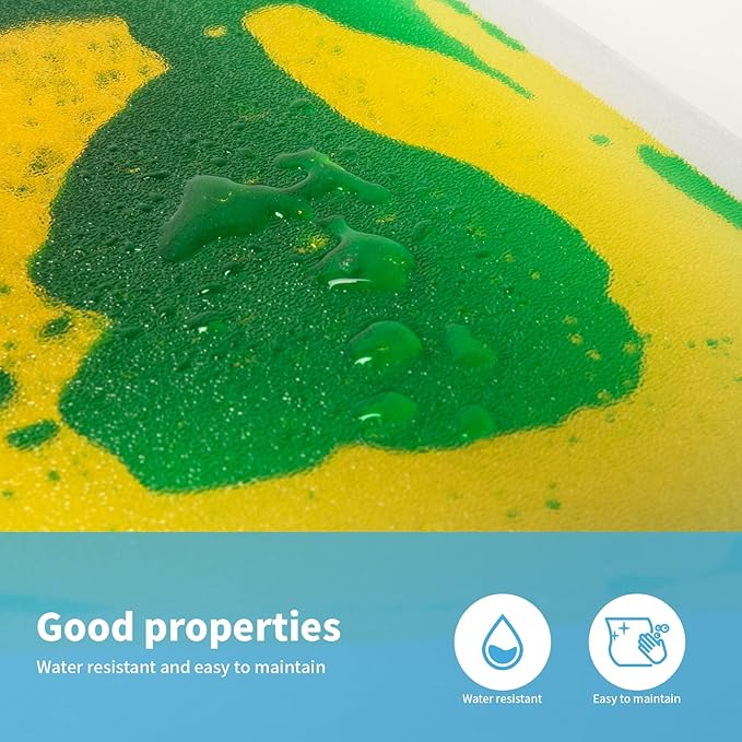 Art3d 4-Pack Triangle Liquid Sensory Floor Tiles, Colorful Liquid Fusion Play Mats for Kids Toddler, 15" x 15"