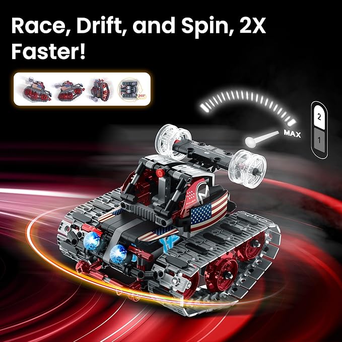 Sillbird Robot Building Kit with Remote Control Gifts for Kids Boys Ages 8-12, Christmas STEM Coding Robotic Technic Tracked Racer Car Toys for Birthday - Build 4in1 Model with 631 Pieces