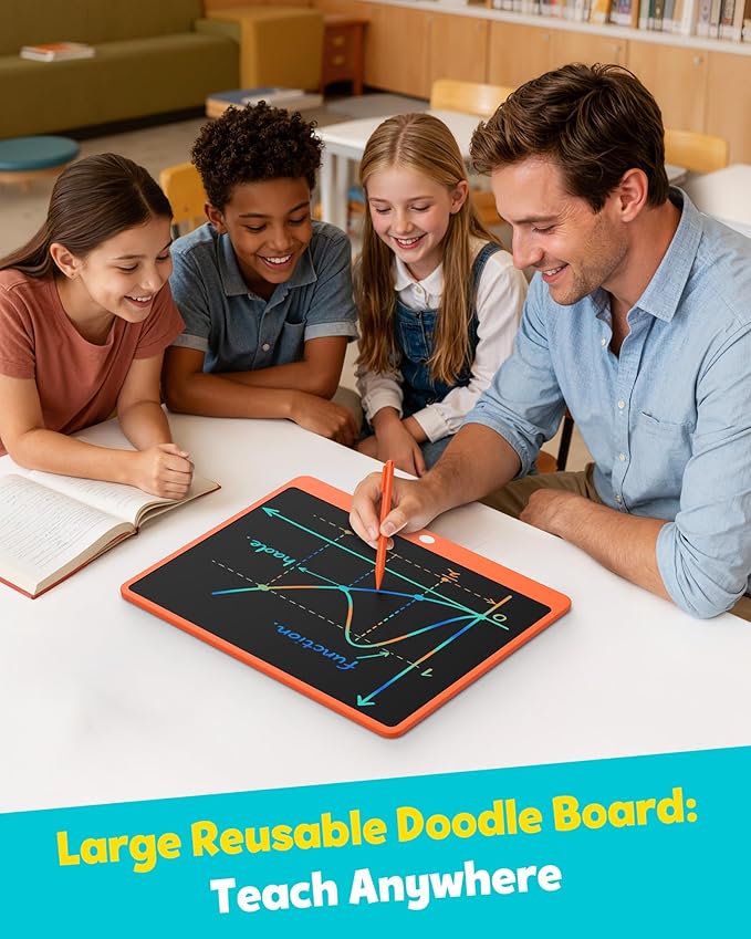 TEKFUN LCD Writing Tablet for Adults, Large Doodle Board, 16 Inch Colorful Drawing Tablet Writing Pad, Toddler Toys for 3 4 5 6 7 8 9 Year Old Girls Boys Teen, Birthday Gifts for Kids (Orange)