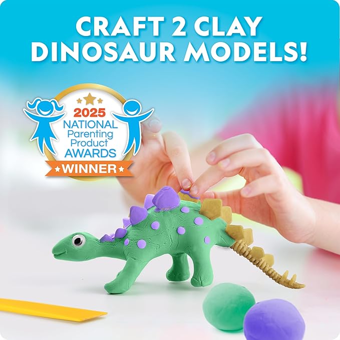 National Geographic Giant Dinosaur Egg Activity Kit – 15+ Dino Crafts, Painting Cars, Clay Models, Dig Brick, Stickers & Learning Guide, Dinosaur Science Toy for Boys & Girls