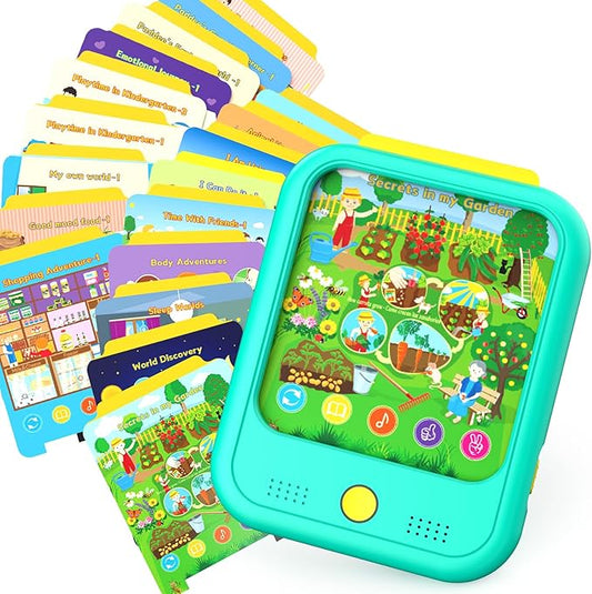 Kids Learning Tablet Educational Learning Pad for Toddlers 2-5 to Learn Alphabets, Numbers, Foods, Time, Music, Talking Cards for Toddlers，Learning Educational Toy Kids Gifts