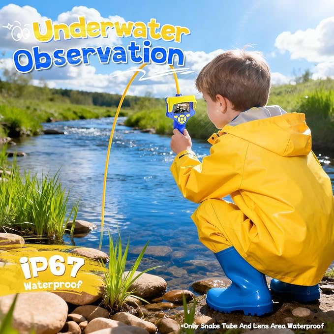 Borescope Snake Camera with Light for Kids Age 3-10, Educational Nature Science Toys Gifts for 3 4 5 6 7 8 9 10 Year Old Boys Girls with Photo & Video Recorder 8G SD Card, Hiking Camping Toys for Boy