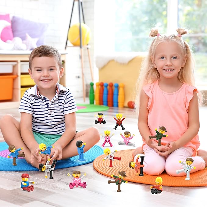 PicassoTiles 16pc Magnetic Character Figures Expansion Set Toddler Style People Compatible with Magnet Tile Building Set STEM Educational Construction Toy for Kids Pretend Play Creative Learning PTA08