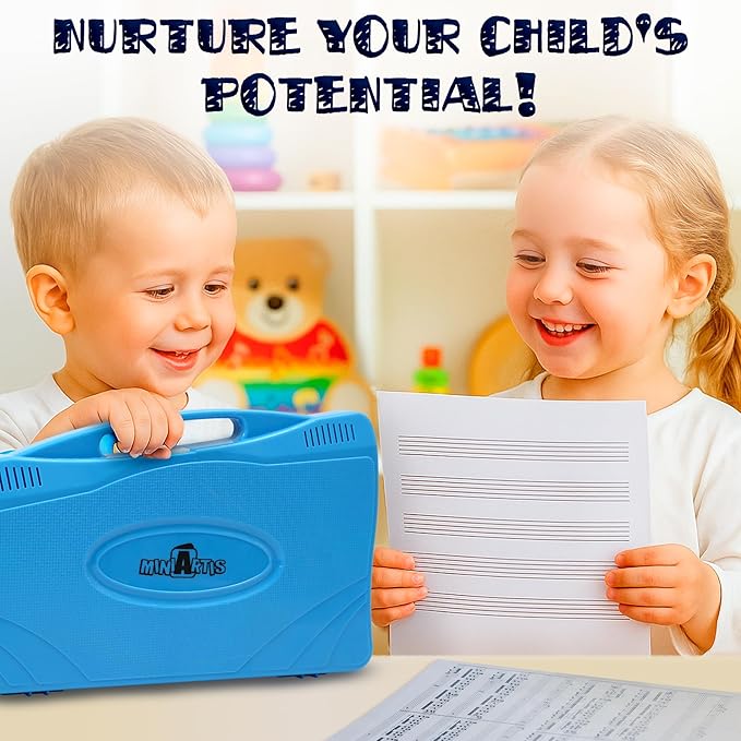 MINIARTIS Glockenspiel Xylophone | 25 Note Colorful Metal Keys Xylophone for Kids | Percussion Musical Instrument | Educational Music Toy Includes Music Songbook, Mallets and Blue Carry Case