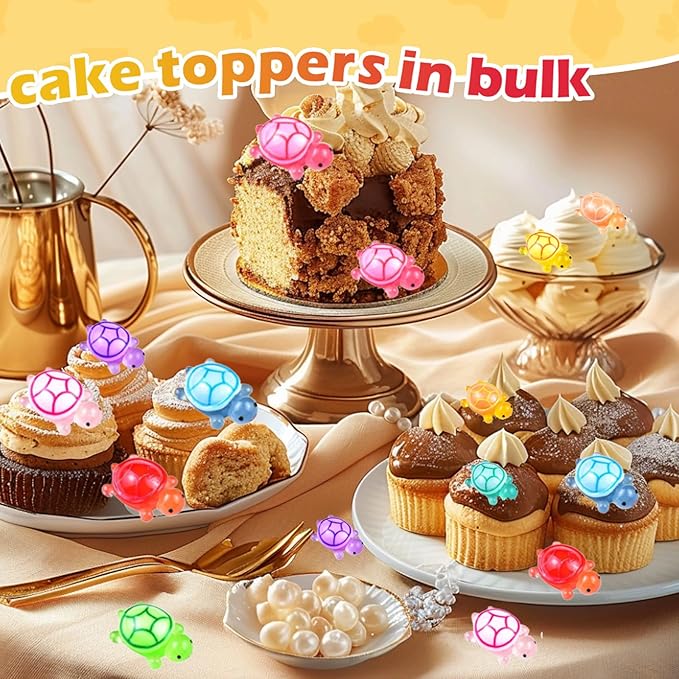 100 Pcs Mini Turtle Blind Bags for Kids - Glow in The Dark Resin Turtles Collectible Sea Turtle Toys for Party Favors, Treasure Hunt Games Dollhouse Decor, Mini Garden Landscape, Cake Toppers