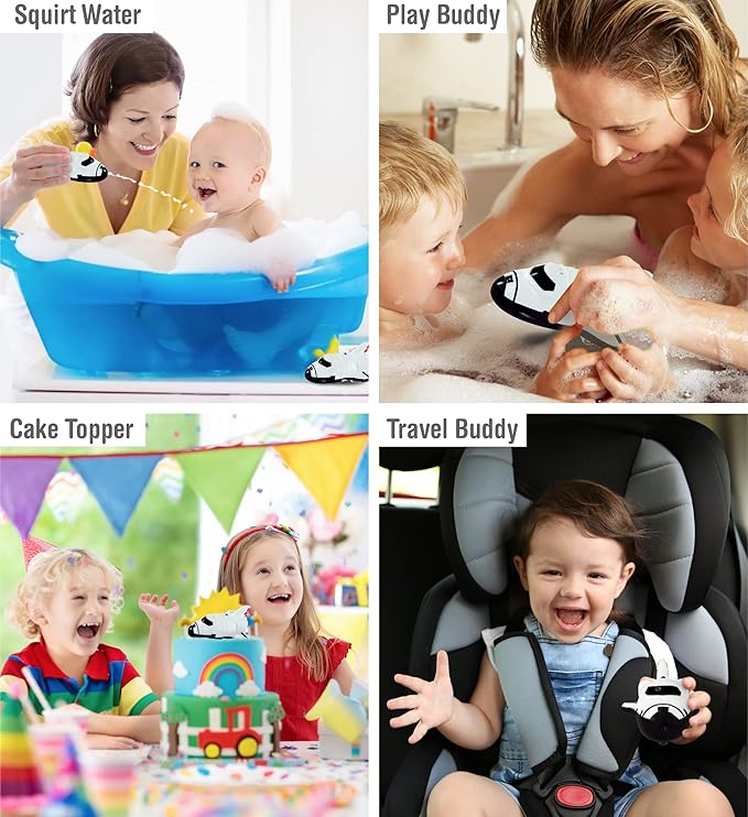 DolliBu Space Shuttle Model Bath Buddy Squirter Toy - Floating Rubber Space Themed Bath Toy for Pool or Bathtub, Cute Bathroom Toys for Toddlers, Babies, and Kids - 3 Inches