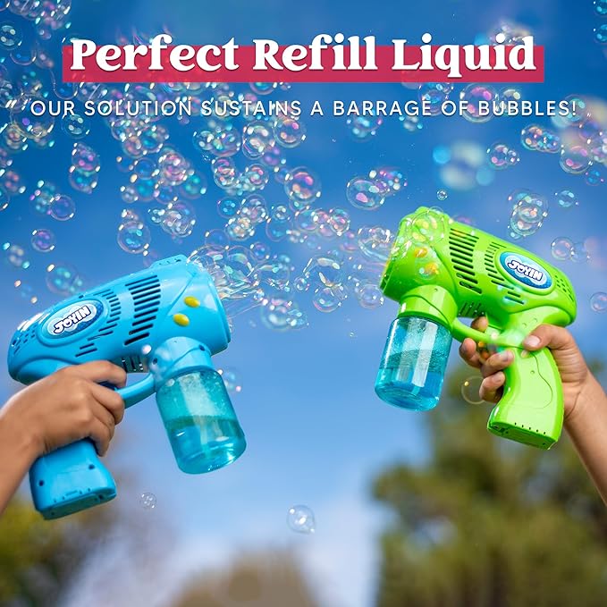 JOYIN 2 Bottles Bubbles Refill Solutions 64 oz (up to 5 Gallon), Concentrated Solution for Bubble Machine, Gun, Wand Refill Fluid Summer, Easter Toys (Double Green)
