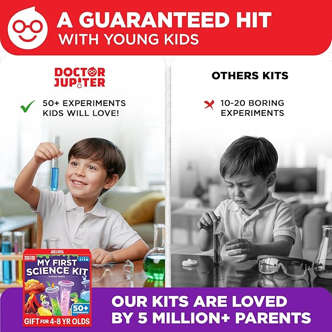 Doctor Jupiter My First Science Kit for Kids Ages 4-5-6-7-8 | Christmas, Birthday Gift Ideas for 4+ Year Old Boys & Girls | Toy Stem Kit with 50+ Experiments | Learning & Educational Projects