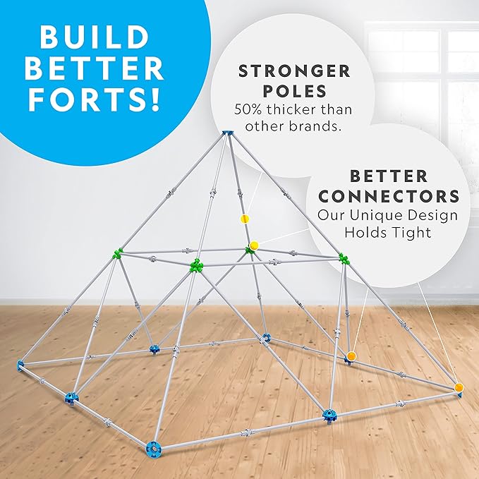 NATIONAL GEOGRAPHIC Kids Fort Building Kit - 135-Piece Indoor Fort Builder, Creative Play, STEM Building Toys for Kids Ages 6 7 8 9 10 11 12, Blanket Fort (Amazon Exclusive)