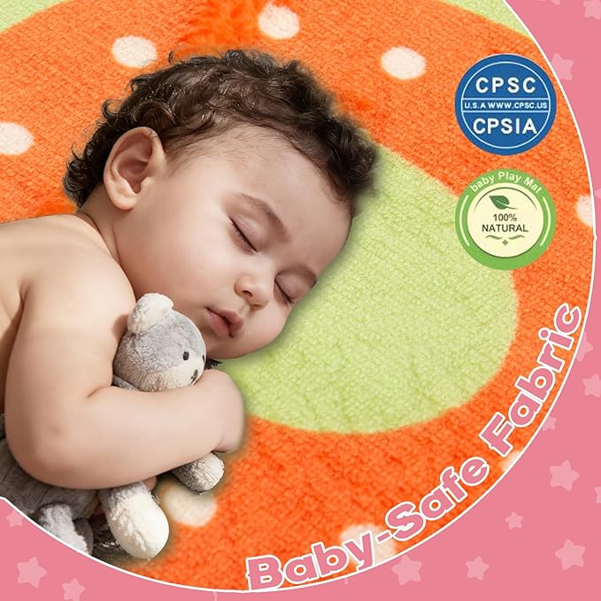 Baby Play Mat for Floor, 71'' x 59'' Thicken Foam Soft Padded Mat for Tummy Time, Playpen Mat for Toddlers, Water-Repellent Coral Velvet, Non-Slip Bottom Safe for Crawling (Animal)