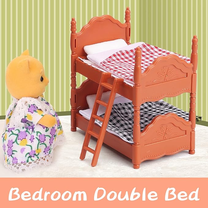 Dollhouse Furniture Set for Kids Toys Miniature Doll House Accessories Pretend Play Toys for Boys Girls & Toddlers Age 3+ with The Bedroom