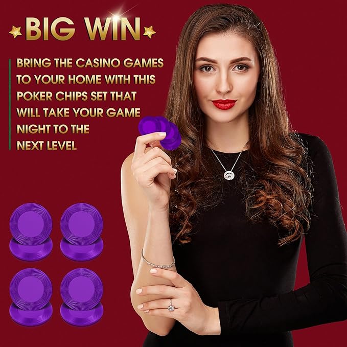 Leitee 500 Pcs Purple Plastic Poker Chips Bulk 1.5 Inch Mini Bingo Chips Tokens Markers Blank Casino Counting Discs Learning Math Counters for Adults Interlocking Game Counting Reward Card