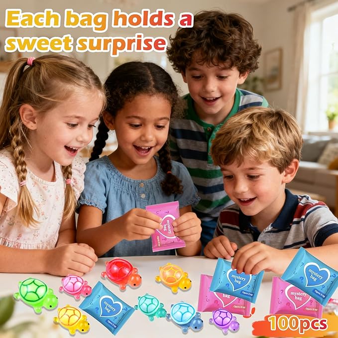 100 Pcs Mini Turtle Blind Bags for Kids - Glow in The Dark Resin Turtles Collectible Sea Turtle Toys for Party Favors, Treasure Hunt Games Dollhouse Decor, Mini Garden Landscape, Cake Toppers