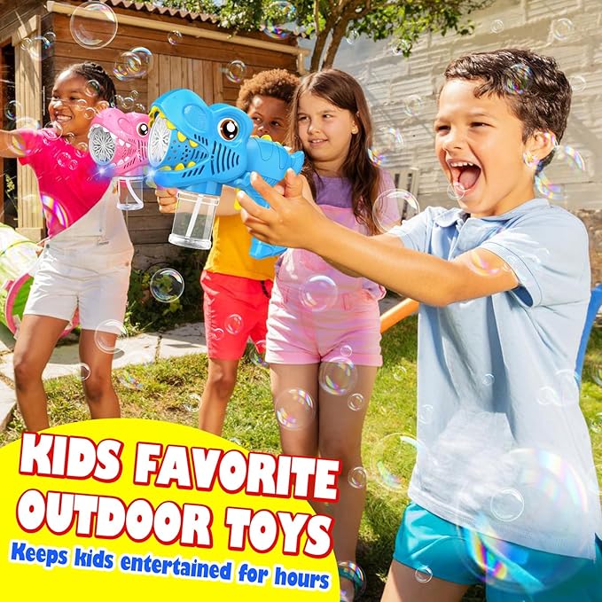 Toys for Boys Girls Ages 4-8 - 2 Pack Bubble Machine Gun Rechargeable Dinosaur Toy Gift for 4 5 6 7 8 Boy Girl Kids Toddlers Outdoor Toys 4-6 Easter Basket Stuffers Christmas Valentines Gift