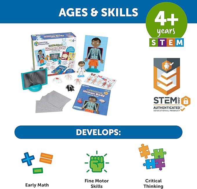 Learning Resources Skill Builders! Human Body Activity Set - Anatomy and Science Classroom Must Haves, STEM Study Tools, Back to School Kits, Homeschool Gifts for Students
