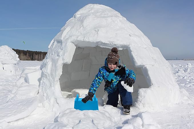 Superio Snow Brick Maker Igloo Fort Block Form Outdoor Winter Snow Toys Sand Castle Building Kit for Adults and Kids Sandbox, Beach, Sand Toys (Blue), 3 Pack
