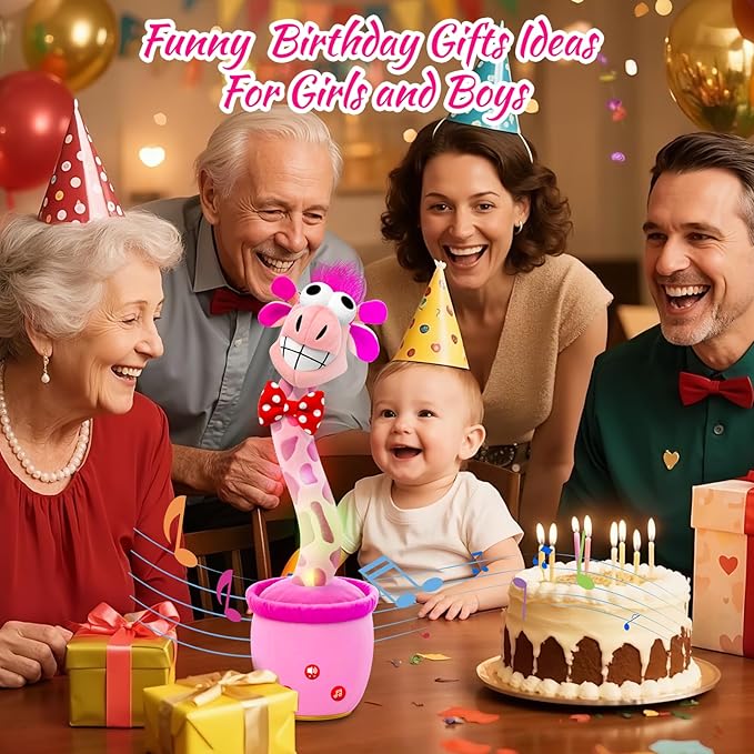 Stocking Stuffers Talking Dancing Giraffe Toy,Baby Gifts for Girls,Cool Stuff Toddler Baby Toys Tummy Time Singing,Hottest Pink Xmas Kids List,2025 Christmas Early Gift Ideas