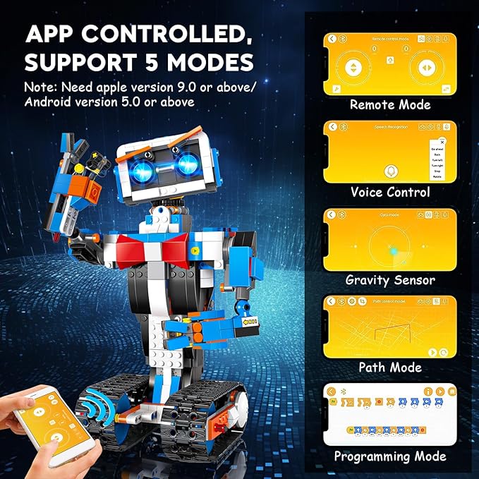 okk Robot Building Toys for Boys, STEM Projects for Kids Ages 8-12, Remote & APP Controlled Engineering Learning Educational Coding DIY Building Kit Rechargeable Robot Toy Gifts for Girls