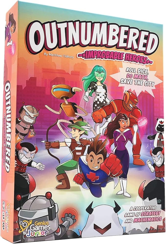 Outnumbered: Improbable Heroes Board Game - A Mensa Award Winning Superhero Math Game | Fun & Educational Game for Kids, Adults, and Families | STEM Toy to Learn Multiplication & Division