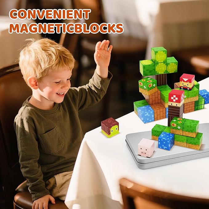 Magnetic Building Blocks, 45 PCS Travel Magnetic Blocks with Case, Constructor Set for Kids Ages 3+, Creative STEM Educational Birthday Gifts for Boys and Girls