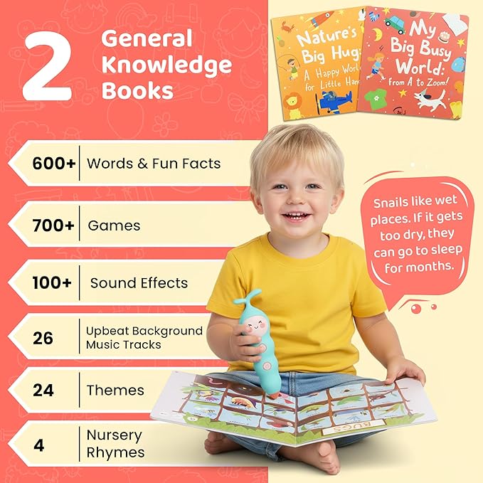 QuTZ Talking Pen Book Set, Learn to Read Sound Books, 8 Tap to Read Audio Books, 600+ Words & Fun Facts, 6 Phonics Story Telling Books, 700+ Interactive Games, Eletronic Educational Toy for Kids 3+
