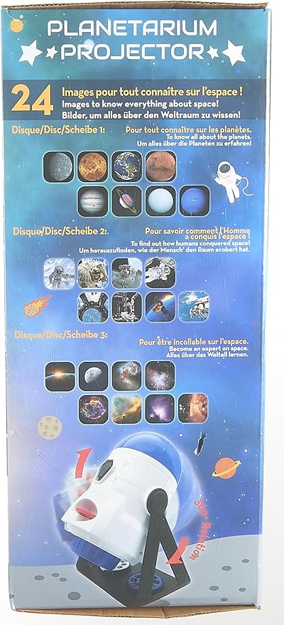 LEXiBOOK, 2-in-1 Constellations and Images Planetarium Projector, 24 Images to Discover Space, 2 Constellation Domes, STEM, White/Blue, NLJ180