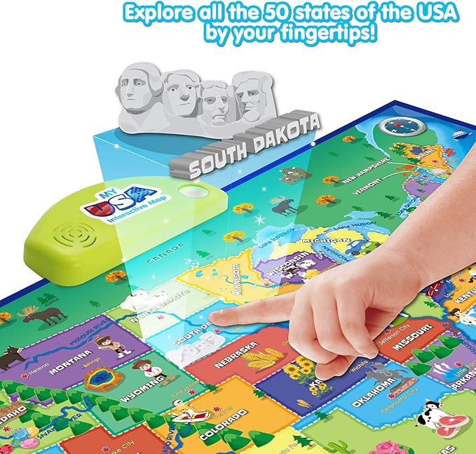 BEST LEARNING i-Poster My USA – Interactive Talking United States Map for Kids Ages 5-12 to Learn States, Capitals & Fun Facts