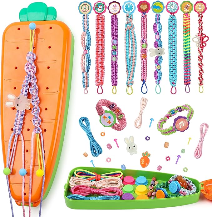 BIRANCO. DIY String Crafts Toy for Kids Ages 6-12, Friendship Bracelet Making Kit for Girls 7 8 9 10 11 Years Old, Great Birthday Gift Idea for Teen Girl-Carrot Style