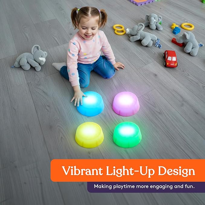 Special Supplies LED Stepping Stones for Kids – 4 Pack Light-Up Balance Blocks – Promote Coordination, Balance, Strength for Toddlers & Children – Durable Non-Slip Rubber, Safe Indoor & Outdoor Play