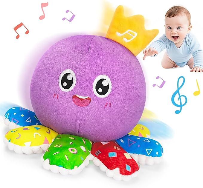 Baby Toy for 6 12 18 Months, Crawling Musical Dancing Moving Bouncing Learning Plush Octopus, Tummy Time Toy for Infant 1 2 3 Year Old Boys Girls, Christmas Birthday Gifts, Sensory Toys for Toddler
