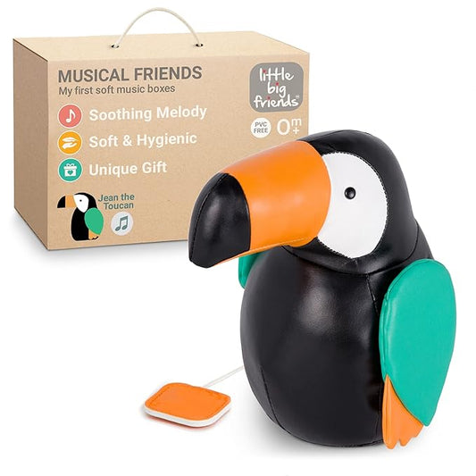 Little Big Friends Musical Baby Toy – Soft Plush Pull-String Cord Classical Toy for Baby & Toddlers | Soothing Stuffed Cuddly Animal Gift | Jean The Toucan