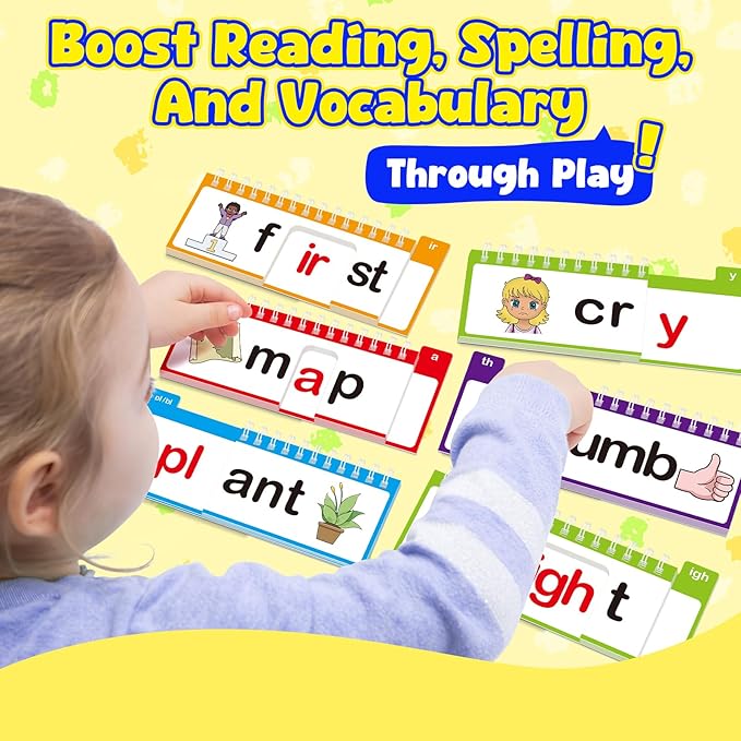 40 Read and Rhyme Flip Books,Phonics Word Family Build Book Learn to Read Phonics Flash Cards,Sight Words Flash Cards Kindergarten Reading Books,Flip Book Word Games for Preschool Learning Activities