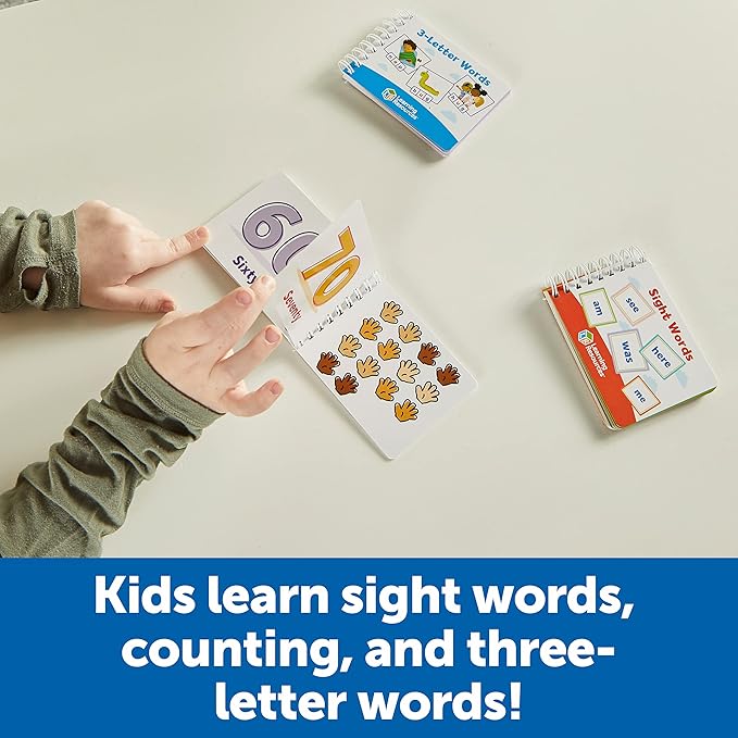Learning Resources Skill Builders! Kindergarten Flipbook Library - 3 Pieces, Ages 5+ Kindergarten Learning Activities, Spelling and Counting for Kids, My First Library for Kids