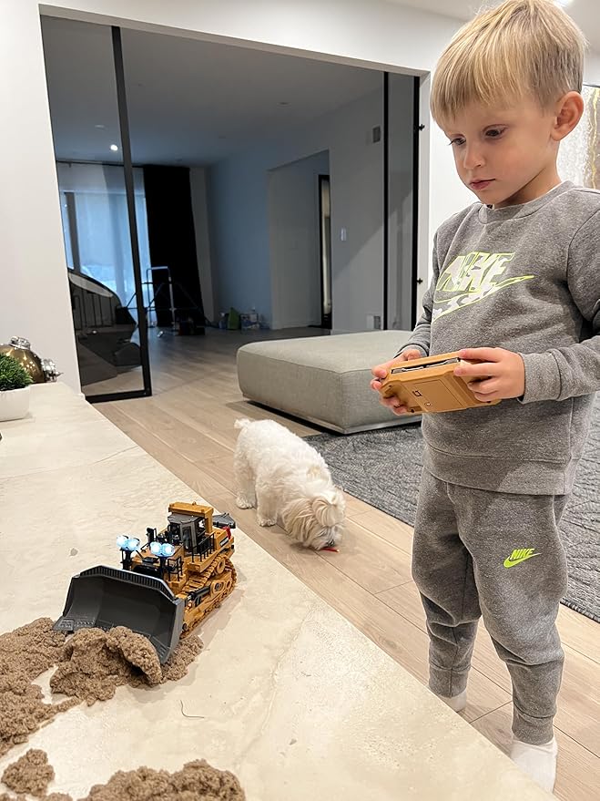 9-Channel Metal RC Bulldozer - Realistic Remote Control Kids Construction Play Toys with Lights and Sound, Track Type Tractor Toys for 3+ Boys Grandkids, Perfect 2025 Kids Birthday Gift for Ages 3-12+