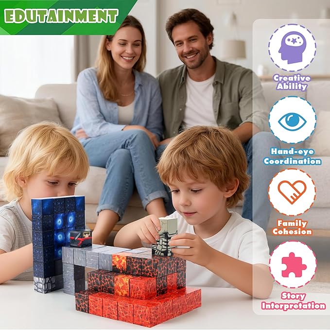 Magnetic Building Block Toy - 144PSC Stacking Construction Set to Cultivate STEM Skills for Boys and· Girls 6 7 8 9