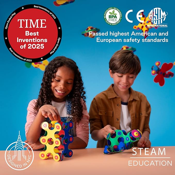 Clixo Sparkle Pack – 34-Piece Magnetic Building Set with Holographic Patterns | Create Necklaces, Bracelets & Headpieces | Flexible STEAM Toy for Kids Ages 6+