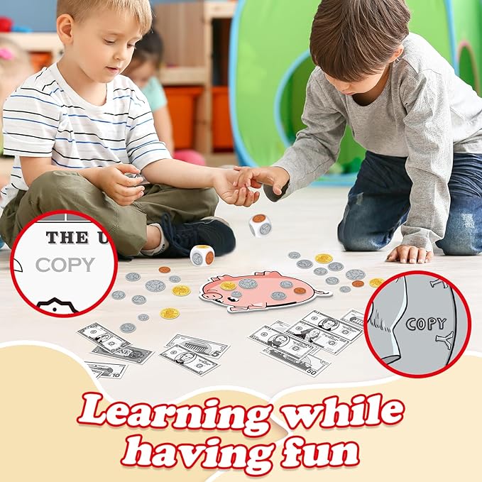 Money Activity Set for Kids for Learning, Pretend Play, Math Manipulatives,Teaching,Counting,Learning & Education Toys for Kindergartner Classroom & Homeschool,Math Games for Toddler, Teacher
