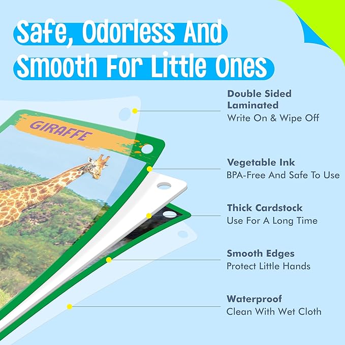 My First 120 Animals, 60PCS Realistic Zoo Animal Cards Farm/Wild/Marine Animals/Insects/Birds Flashcards Montessori & Science Educational Toys Preschool Learning for Homeschool Preschool Toddler Kids