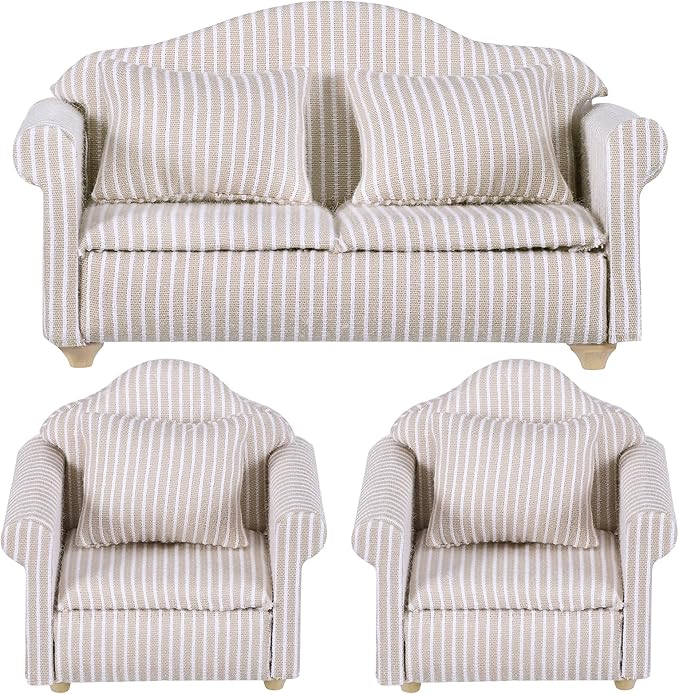 1 12 Scale Doll House Furnitures 3pcs Sofa Miniature Dollhouse Toy Parlor Bedroom Decoration Accessories