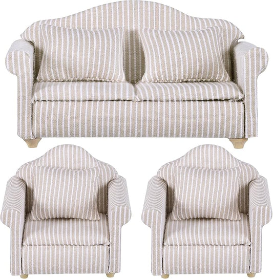 1 12 Scale Doll House Furnitures 3pcs Sofa Miniature Dollhouse Toy Parlor Bedroom Decoration Accessories