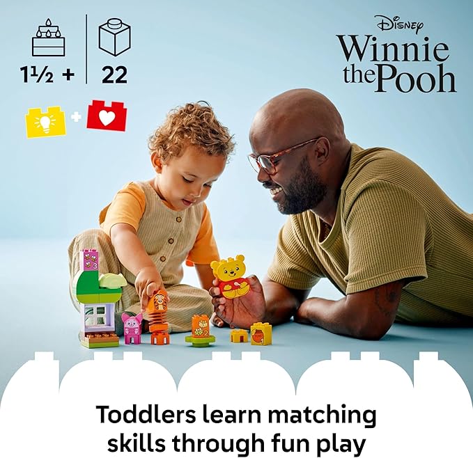 LEGO DUPLO Disney Winnie The Pooh’s Birthday Party Building Set - Baby Toy for 18 Months and Up - Sensory Toys to Inspire Imaginative Play - Building Blocks for Toddlers 1-3 - 10457