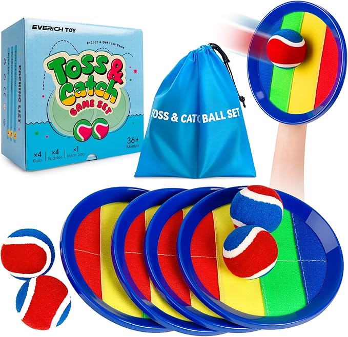 EVERICH Upgraded Toss and Catch Ball Game Set, Outdoor Games for Kids Toys, Christmas Stocking Stuffers for Family Games, Beach Pool Yard Outside Toys Gifts for Boys Girls 3 4 5 6 7 8-12 Years Old